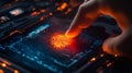 Glowing Fingerprint Scan on Futuristic Interface