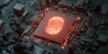 Glowing fingerprint scanner circuit board symbolizes secure digital payment technology innovation