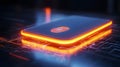 Glowing Fingerprint Scanner on Digital Background