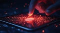 Glowing Fingerprint Scanner on Tablet Surface