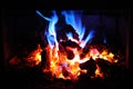 Glowing fire embers at night Royalty Free Stock Photo