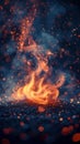 Glowing Fire Embers and Sparks Rising in the Night. Royalty Free Stock Photo