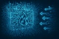 Glowing firewall defense with circuit board design highlighting digital security concepts of cybersecurity, network protection Royalty Free Stock Photo
