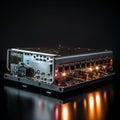 Glowing Firewall Device on White Background
