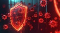 Glowing Firewall Icon Struggling Against Surge of Threats