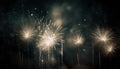 Glowing fireworks illuminate the dark night, exploding with vibrant colors generated by AI Royalty Free Stock Photo