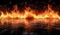Glowing flame reflecting in dark water at night generated by AI Royalty Free Stock Photo