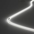 A glowing, flexible LED light strip creates a smooth, continuous curve against a neutral background.