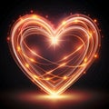 Glowing floating heart with animated light trails
