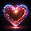 Glowing floating heart with animated light trails
