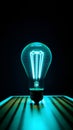 Glowing fluorescent light bulb on dark background. Idea concept. 3D Rendering