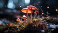 Glowing fly agaric mushroom, a slimy beauty in nature generated by AI Royalty Free Stock Photo