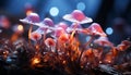 Glowing fly agaric mushroom, a slimy beauty in nature generated by AI Royalty Free Stock Photo