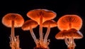 Glowing fly agaric toadstool in dark forest generated by AI Royalty Free Stock Photo