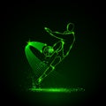 Glowing football player who hit the ball