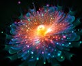 Glowing Fractal Background Flower
