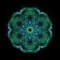 Green Glowing Fractal neon mandala Royalty Free Stock Photo