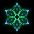 Green Glowing Fractal neon mandala