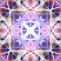 Glowing fractals vector 3d seamless pattern. Shiny ornamental geometric background. Abstract illuminated shapes, lines. Multicolor