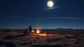 Glowing Full Moon: Adventure Themed Romantic Scenes With Campcore Vibes Royalty Free Stock Photo