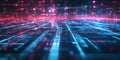 A glowing futuristic AI-powered multi-dimensional quantum sensor array, featuring cybernetic