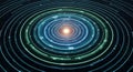 Glowing futuristic digital vortex background Royalty Free Stock Photo