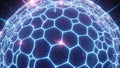 Glowing futuristic hexagonal grid on a spherical digital surface Royalty Free Stock Photo