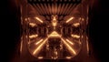 Glowing futuristic horror sci-fi temple with nice reflection 3d illustration wallpaper background design