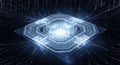 Glowing futuristic processor core with data streams Royalty Free Stock Photo