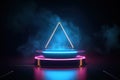 Glowing Futuristic Product Display Stand Podium. Sci-fi Neon Pedestal for display products.