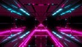 Glowing futuristic sci-fi temple with nice reflection 3d illustration wallpaper background design