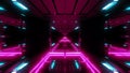 Glowing futuristic sci-fi temple with nice reflection 3d illustration wallpaper background design