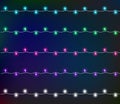 Glowing garland with small lamps. Garlands Christmas decorations lights effects. Vector illustration, clipart Royalty Free Stock Photo