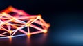 Glowing geometric 3D structure in orange and yellow tones visualizing interconnected data nodes, neural networks, and energy sy