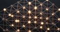 Glowing geometric lattice structure with interconnected nodes and lines Royalty Free Stock Photo