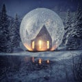 glowing giant snow globe with real house