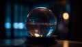 A glowing glass sphere illuminated by electric lighting equipment generated by AI Royalty Free Stock Photo