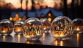 Glowing glass sphere illuminates night celebration outdoors generated by AI Royalty Free Stock Photo