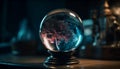 Glowing glass sphere reflects nature's illumination generated by AI Royalty Free Stock Photo