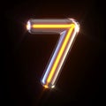 Glowing glass tube font Number 7 SEVEN 3D