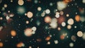 Glowing glitter particles flying background, bokeh lights at night, blurry fire specks orange blue white on black Royalty Free Stock Photo
