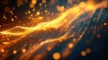 Glowing golden digital particles flowing abstract data stream Royalty Free Stock Photo