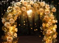 golden Flower Arch with Copy Space. Generative Ai