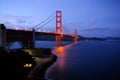 Glowing Golden Gate Bridge and Fort Point Royalty Free Stock Photo