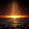 Glowing golden glitter surface with warm light rays creating festive abstract background Royalty Free Stock Photo