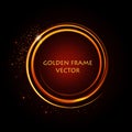 Golden shiny rings. Abstract vector banner. Light effects, glare and reflections. Glowing stellar dust. Template for text Royalty Free Stock Photo