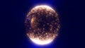Glowing golden sphere composed of countless light particles forming a radiant cosmic structure Royalty Free Stock Photo
