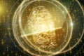 Glowing golden thumb print Royalty Free Stock Photo
