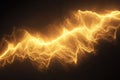 Dynamic golden waves of light create a mesmerizing visual display in dark background Royalty Free Stock Photo