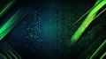 Glowing Green Binary Code Data Streams with Digital Network Grid Background Royalty Free Stock Photo